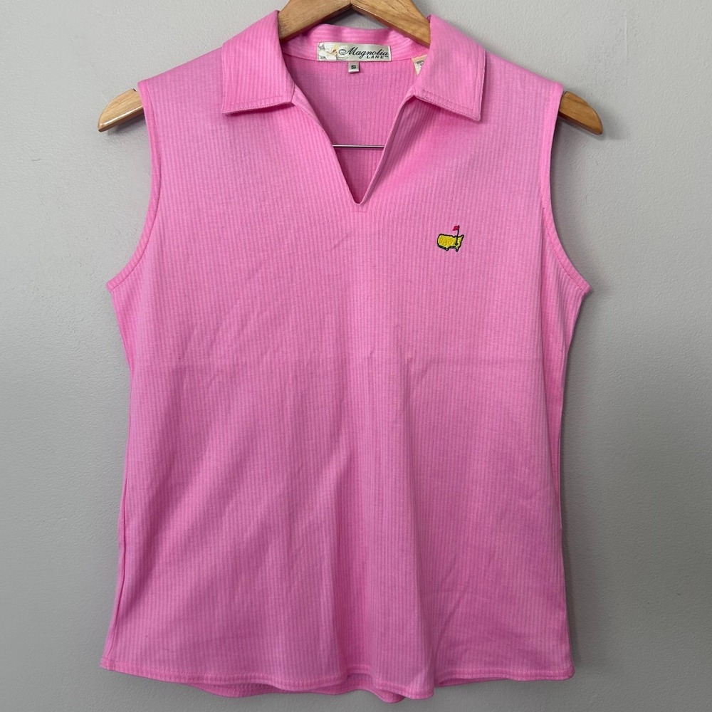 Magnolia Lane Masters Golf Polo Womens Small Pink Augusta National Sleeveless